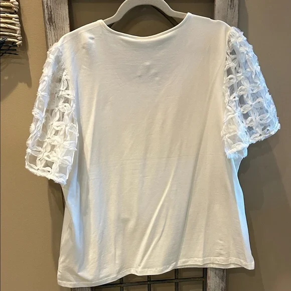 Chico's Ivory Top with Textured Sleeves - Picture 4 of 5